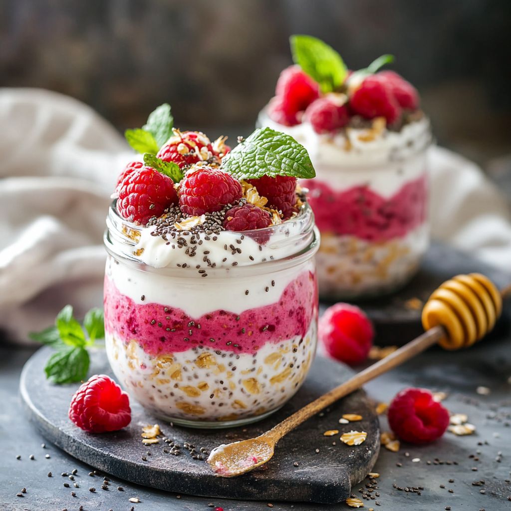 Mother’s Day Raspberry Cream Overnight Oats