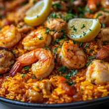 Spanish Paella with Shrimp and Chicken