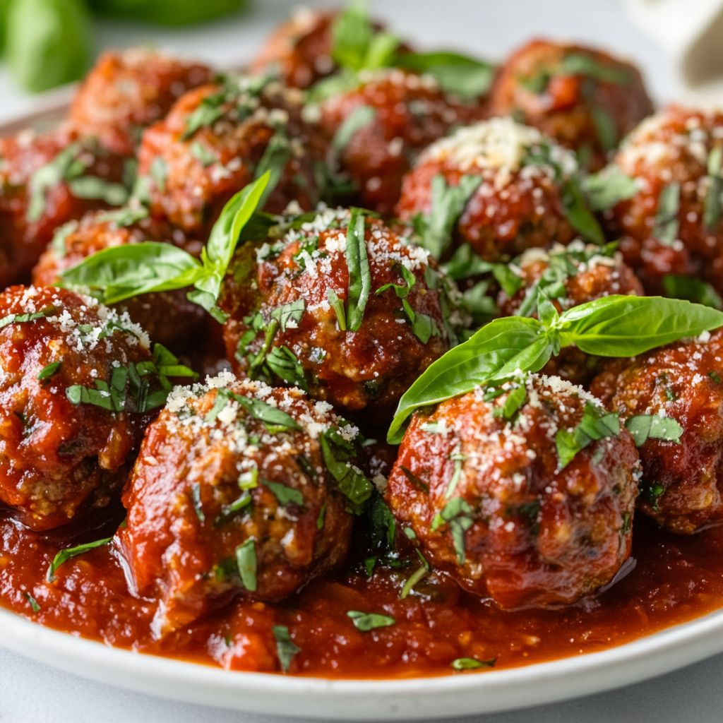 Oven Baked Meatballs with Marinara