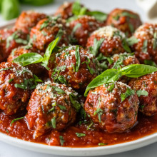 Oven Baked Meatballs with Marinara