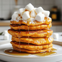 Sweet Potato Pancakes with Toasted Marshmallow Topping