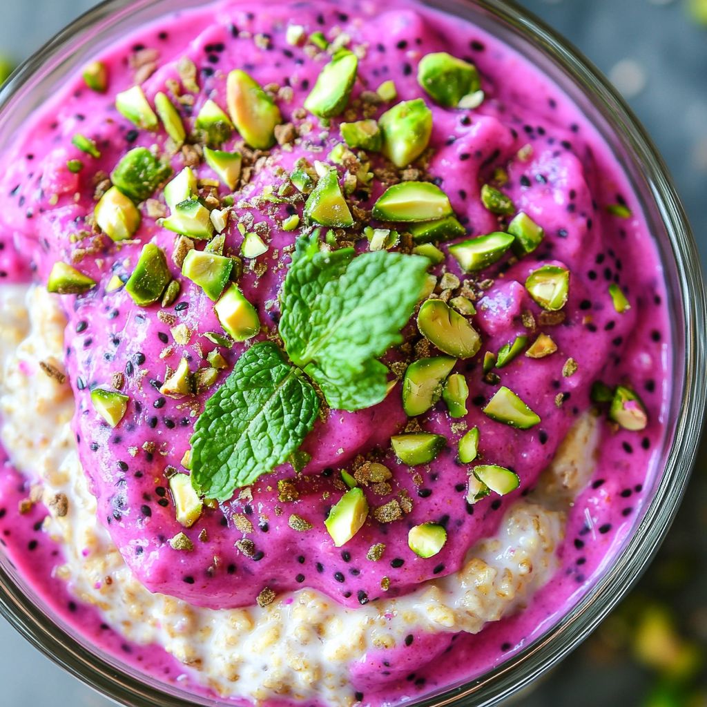 Pistachio Dragonfruit Overnight Oats 