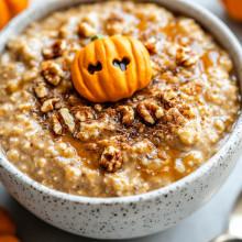 Pumpkin Spice Halloween Protein Overnight Oats