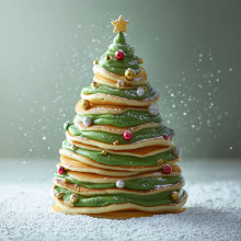 Christmas Tree Pancakes with Green Frosting