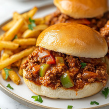 Ground Turkey Sloppy Joes on Hamburger Buns