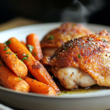 Crispy Chicken Thighs with Roasted Carrots