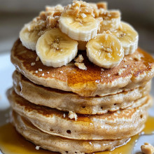 Peanut Butter Pancakes with Banana Topping