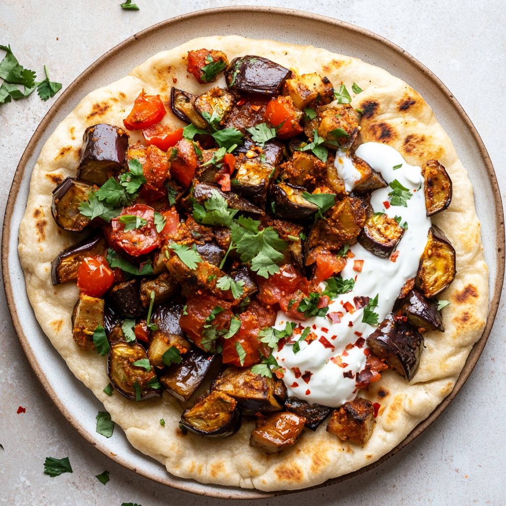  Spicy Eggplant Flatbread 