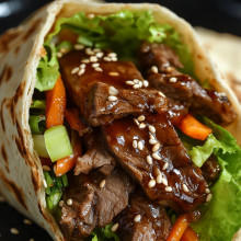 Teriyaki Beef Flatbread Wrap