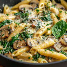 One-Pot Creamy Spinach Mushroom Pasta