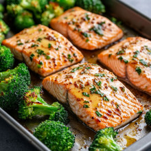  Sheet Pan Garlic Butter Salmon with Broccoli 