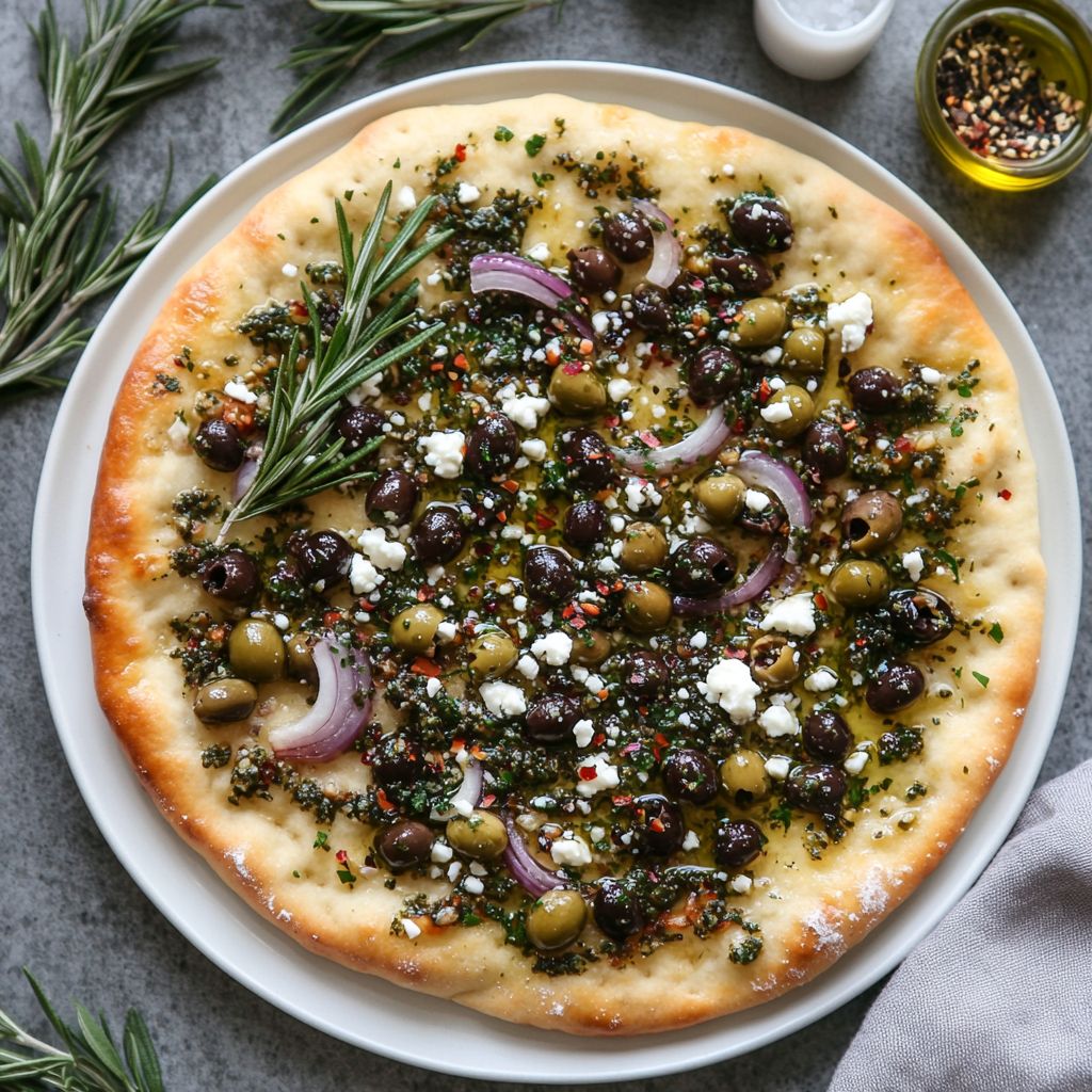 Mediterranean Olive Tapenade Flatbread