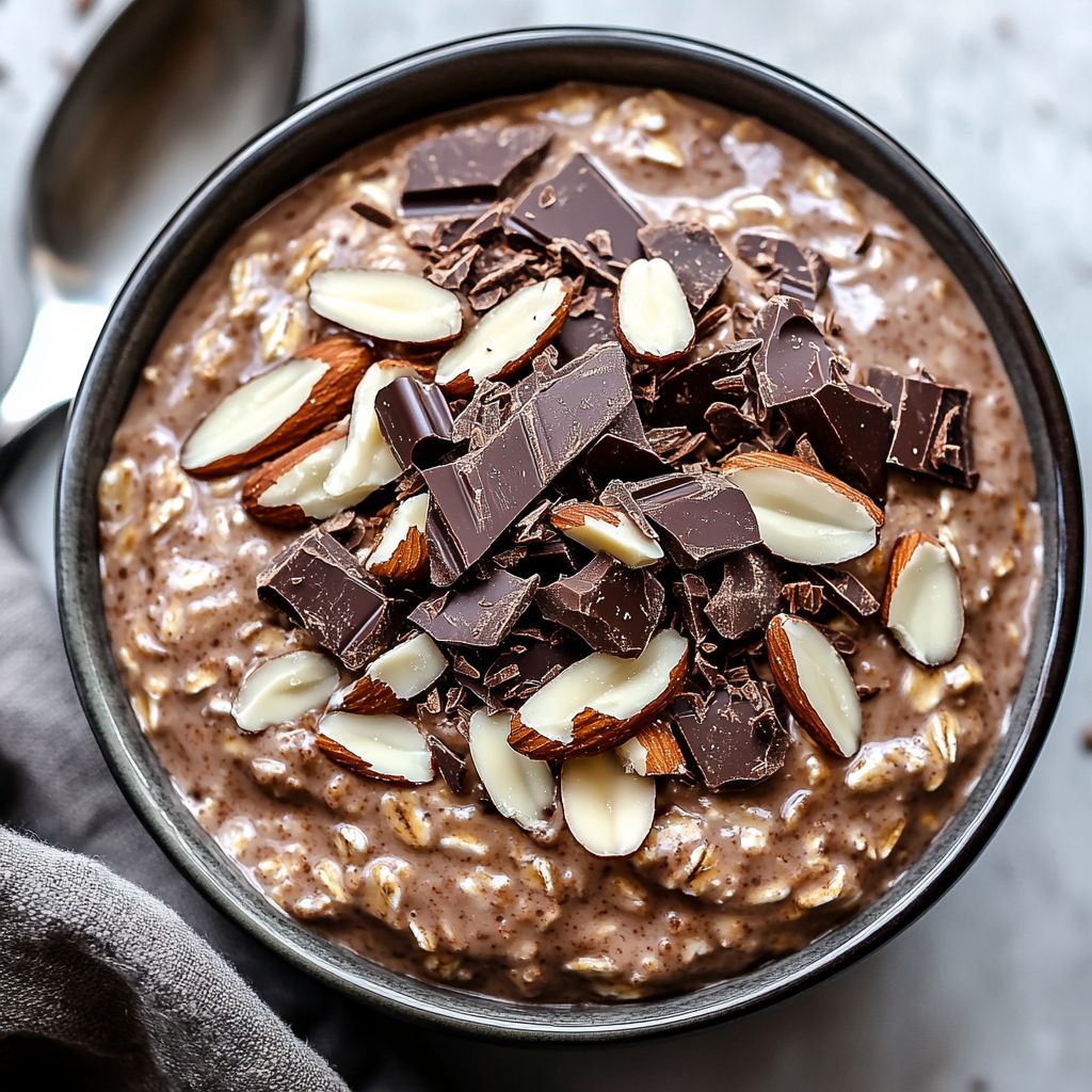 Chocolate Almond Joy Protein Overnight Oats
