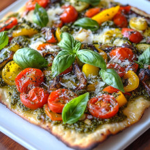 Creamy Pesto Veggie Flatbread