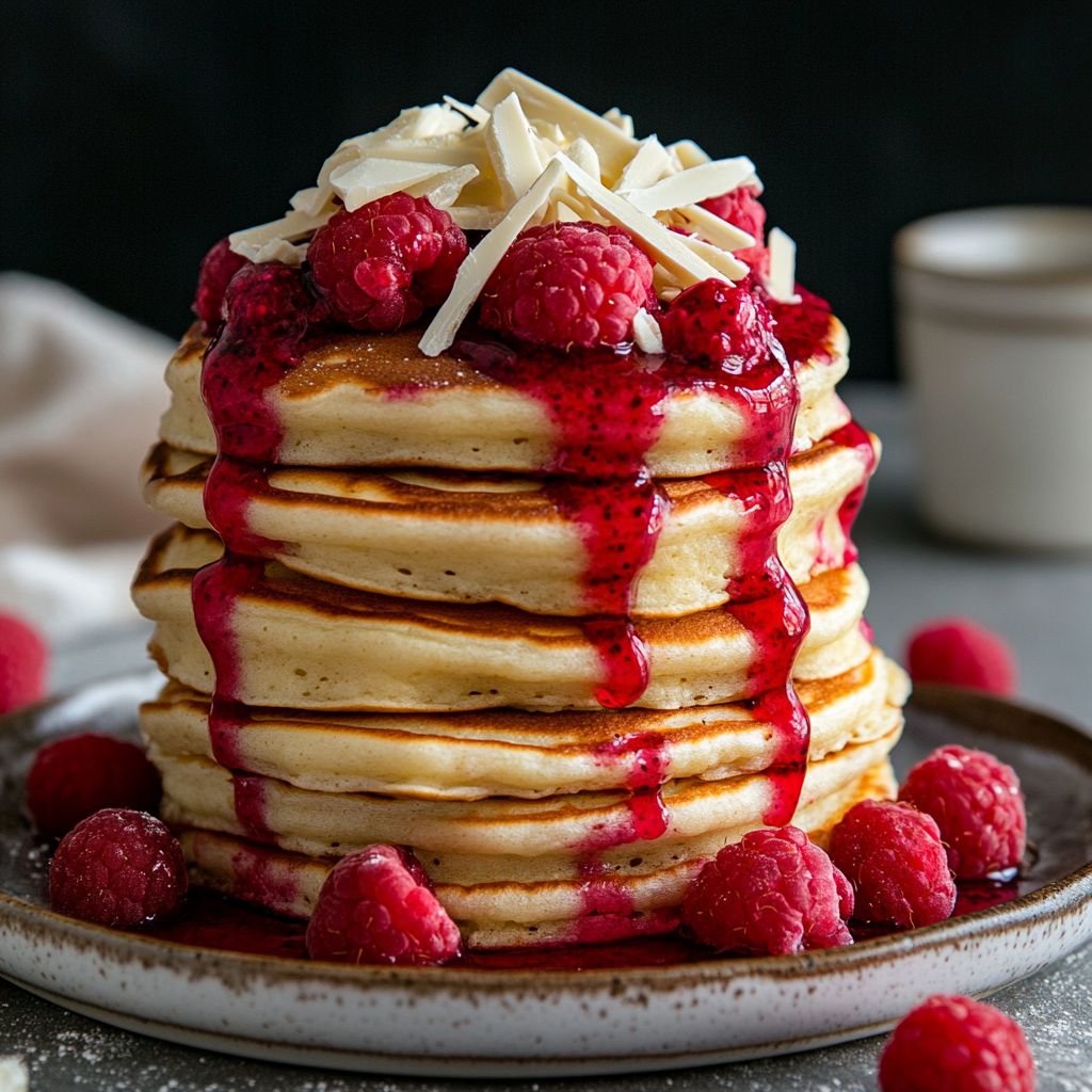 Raspberry White Chocolate Pancakes