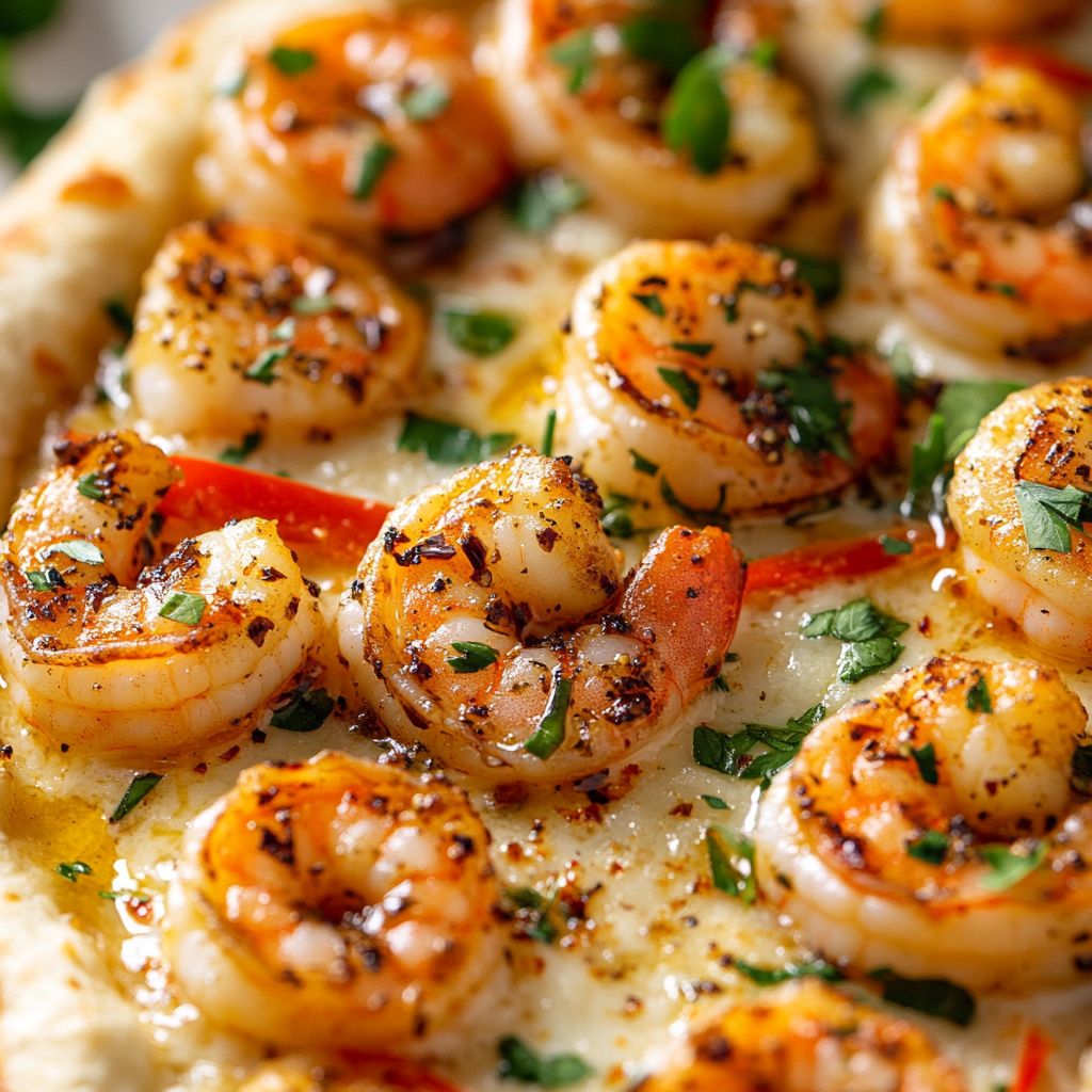  Spicy Garlic Shrimp Flatbread 