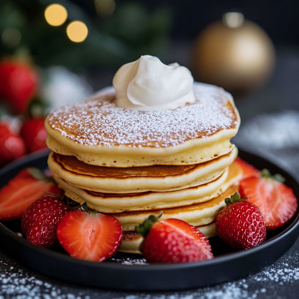 Santa Hat Pancakes with Strawberries