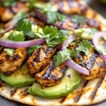 Spicy Chicken and Avocado Flatbread Delight