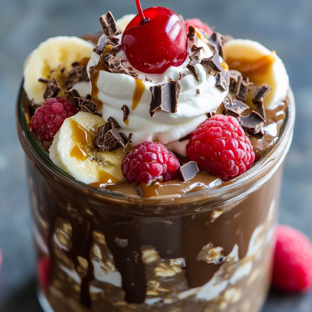  Chocolate Fudge Sundae Overnight Oats 