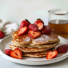 Valentine Heart-Shaped Strawberry Pancakes