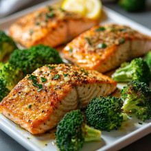  Sheet Pan Garlic Parmesan Salmon with Broccoli 