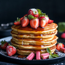 Springtime Strawberry Rhubarb Pancakes