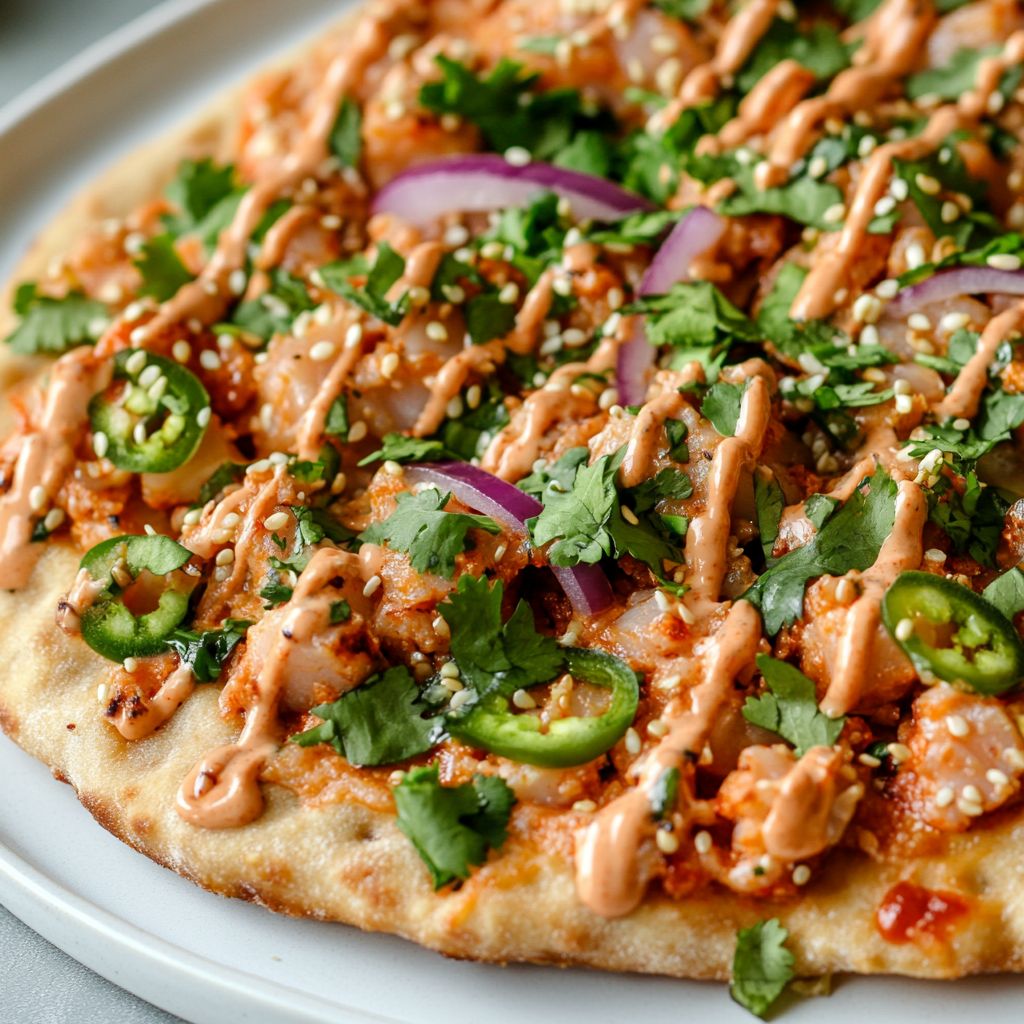Spicy Tuna Flatbread with Sriracha Mayo