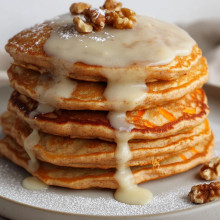 Carrot Cake Pancakes with Cream Cheese Glaze