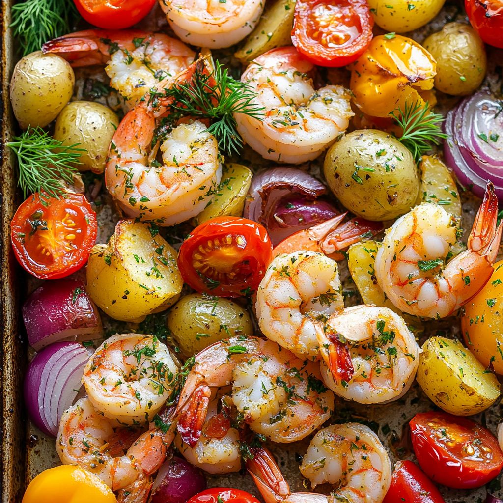  Sheet Pan Mediterranean Shrimp with Veggies 