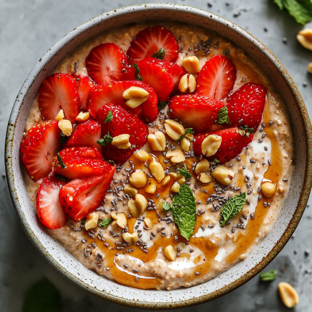 Peanut Butter Strawberry Swirl Overnight Oats