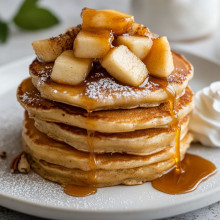 Cinnamon Apple Pancakes with Caramel Drizzle