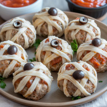 Spooky Halloween Mummy Meatballs