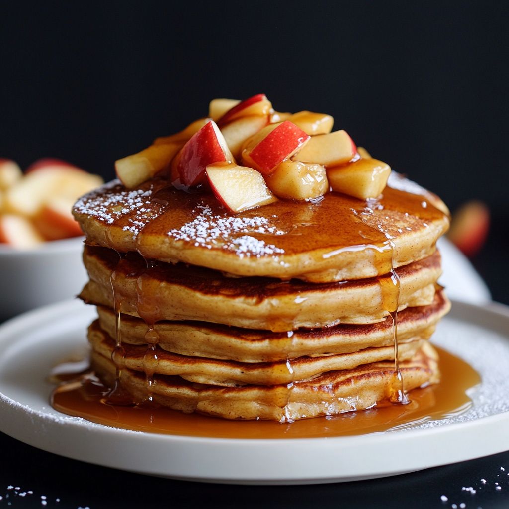 Apple Cider Pancakes with Caramel Drizzle