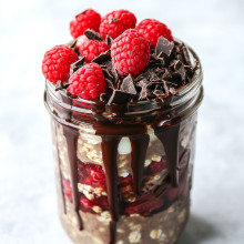 Chocolate Raspberry Brownie Overnight Oats